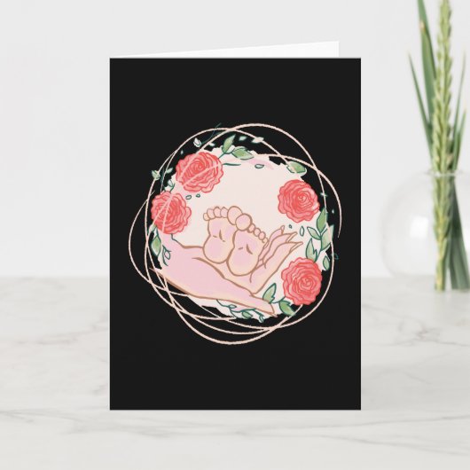 助産師の贈り物感謝の手渡しベビー足 カード (正面)