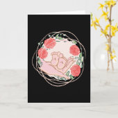 助産師の贈り物感謝の手渡しベビー足 カード (黄色い花)