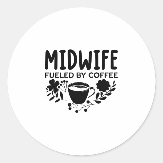 助産師コーヒー | Midwids Doula助産師の贈り物 ラウンドシール (正面)