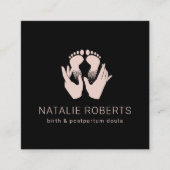助産師ドゥラ誕生コーチハンズ&ベビー足 スクエア名刺 (正面)