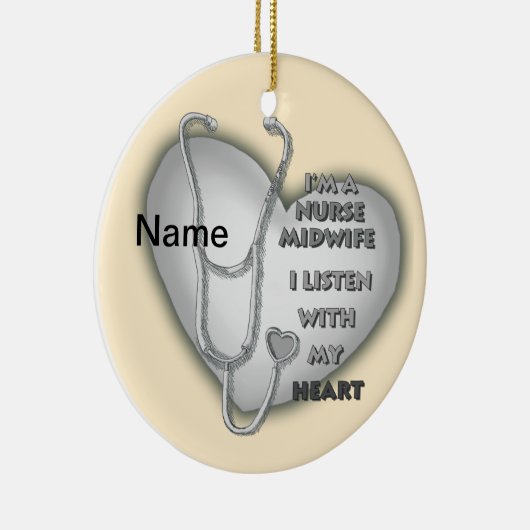 助産師ナースグレーハートカスタムナースオーナメント セラミックオーナメント (右)