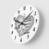 助産師ナース灰色ハート ラウンド壁時計 (傾斜)