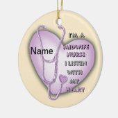 助産師ナース紫ハートオーナメント セラミックオーナメント (左)