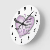 助産師ナース紫ハートカスタムナース時計 ラウンド壁時計 (傾斜)