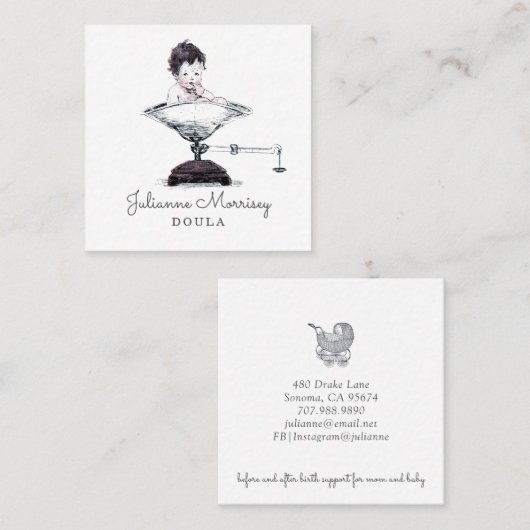 助産師ヴィンテージベビースケール名刺 スクエア名刺 (正面/裏面)