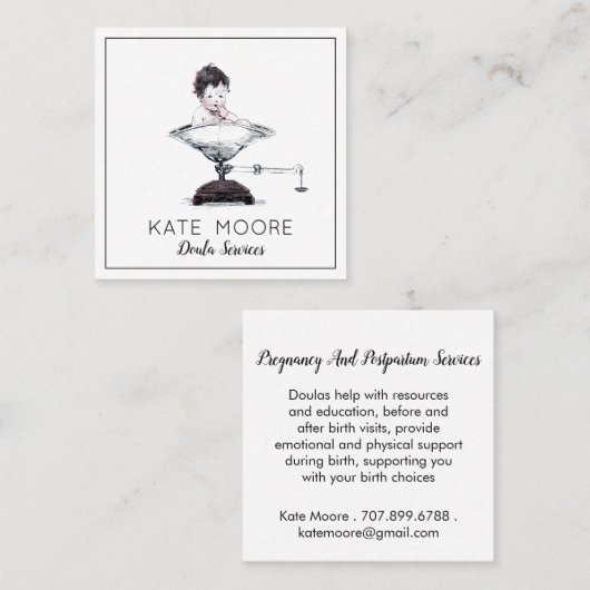 助産師又はお洒落助産師の規模等に関するベビー スクエア名刺 (正面/裏面)