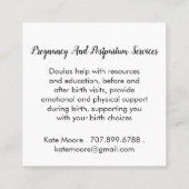 助産師又はお洒落助産師の規模等に関するベビー スクエア名刺 (裏面)