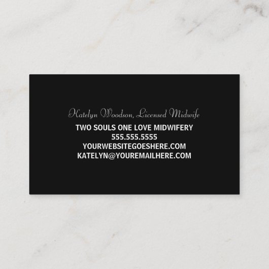 助産師白黒妊婦ベリーシック妊婦の 名刺 (裏面)