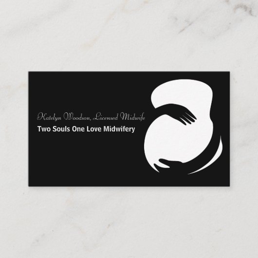 助産師白黒妊婦ベリーシック妊婦の 名刺 (正面)