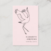 助産師、コウノトリ、ライトピンク 名刺 (正面)