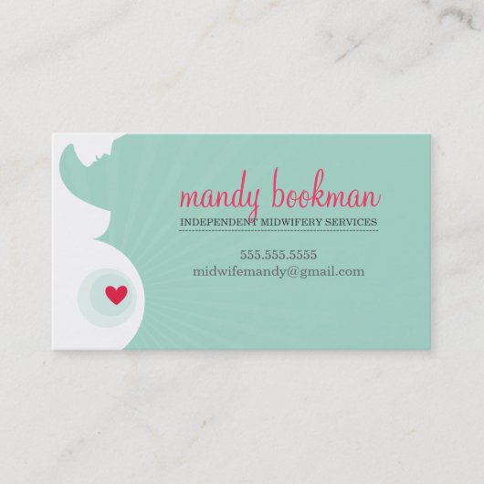 助産師DOULAカード妊娠腹部ハートミントグリーン 名刺 (正面)