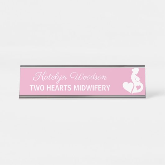 助産師Doula美しい妊娠ビジネスピンク デスクネームプレート (正面)