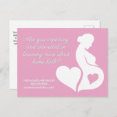 助産師Doula美しい妊娠ビジネスピンク ポストカード (正面/裏面)