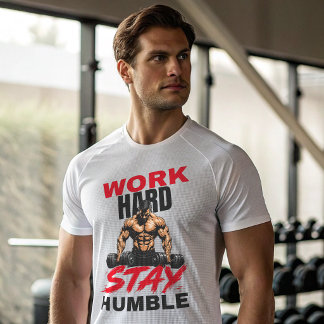 努力は報われる 謙虚であれ トレーニングTシャツ | モチベーション Tシャツ