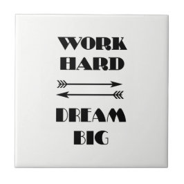 努力は夢を叶える WORK HARD DREAM BIG 引用テキスト 白黒 タイル