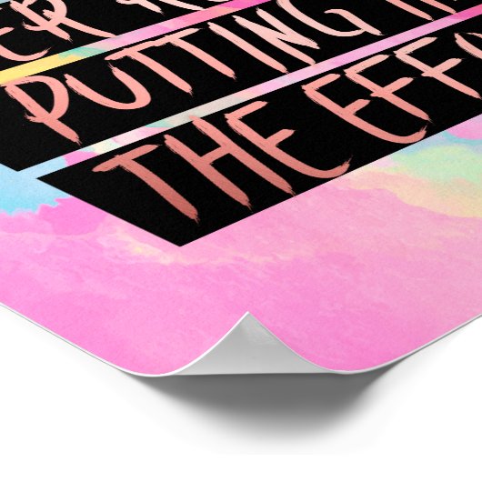 努力やる気を起こさせるを決して後悔しないバラ金ゴールド ポスター (角)