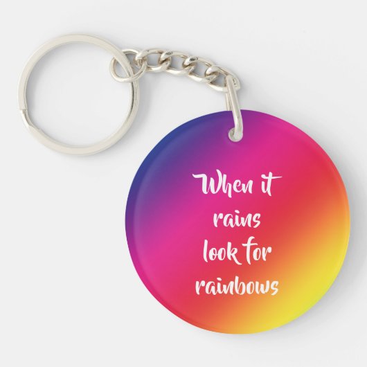 励まされる引用文、虹と星を探す キーホルダー (正面)