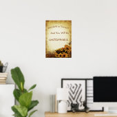 励ましのことわざ金ゴールドひまわり蝶 ポスター (ホームオフィス)