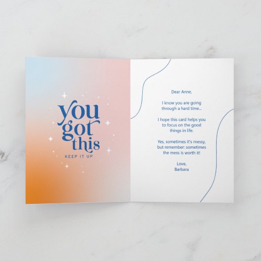 励ましの引用文生活は汚いけどグリッター カード (内部)