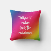 励ましの引用文、虹と星を探す クッション (正面)