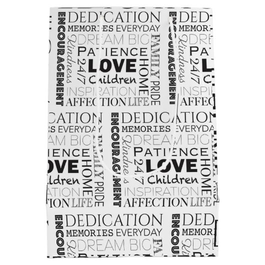 励ましの言葉コラージュ ミディアムペーパーバッグ (裏面)