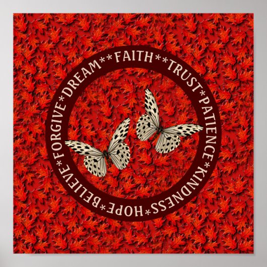 励ましの言葉紅葉 感動的 ポスター (正面)