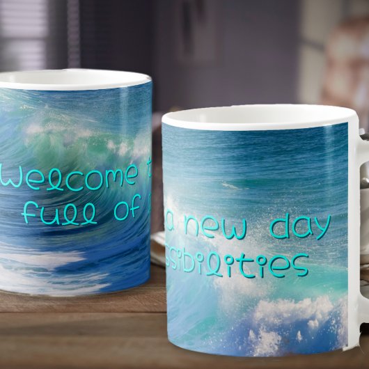 励ましの言葉 海の波 コーヒーマグカップ