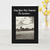 励ましの顔 太陽の光 インスピレーションの詩 カード (黄色い花)