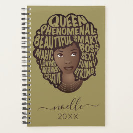 励ましの黒人女性オリーブグリーン プランナー手帳