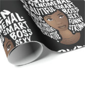 励ましの黒人女性ナチュラルヘア美しいブラック ラッピングペーパー (ロールコーナー)