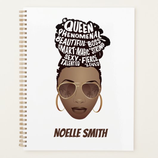 励ましの黒人女性ナチュラルヘア美しい プランナー手帳 (正面)