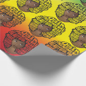 励ましの黒人女性レッド金ゴールドグリーン ラッピングペーパー (角)