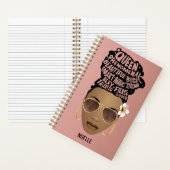 励ましの黒人女性、ナチュラルヘアパン、ピンク ノートブック (内側)