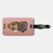 励ましの黒人女性、ナチュラルヘアパン、ピンク ラゲッジタグ (裏面横)