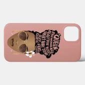 励ましの黒人女性、ナチュラルヘアパン、ピンク Case-Mate iPhoneケース (裏面 (横))