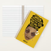 励ましの黒人女性,ナチュラルヘアパン,マスタード ノートブック (内側)