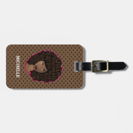 励ましの黒人女性，ブラウン水玉模様 ラゲッジタグ