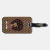 励ましの黒人女性,ブラウン水玉模様 ラゲッジタグ (裏面横)