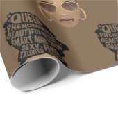 励ましの黒人女性，天然の髪，パン，ブラウン ラッピングペーパー (ロールコーナー)