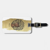 励ましの黒人女性、天然の髪、金ゴールド白 ラゲッジタグ (正面横)