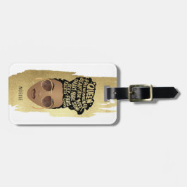 励ましの黒人女性、天然の髪、金ゴールド白 ラゲッジタグ