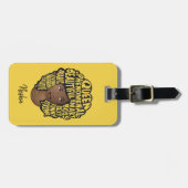 励ましの黒人女性、天然の髪 |黄色 ラゲッジタグ (正面横)