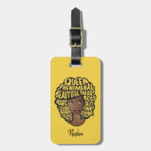 励ましの黒人女性、天然の髪 |黄色 ラゲッジタグ (正面縦)
