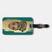 励ましの黒人女性、天然毛、金ゴールドグリーン ラゲッジタグ (裏面横)