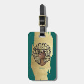 励ましの黒人女性、天然毛、金ゴールドグリーン ラゲッジタグ (正面縦)