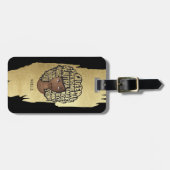 励ましの黒人女性、天然毛、金ゴールドブラック ラゲッジタグ (正面横)