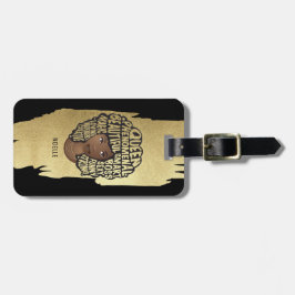 励ましの黒人女性、天然毛、金ゴールドブラック ラゲッジタグ