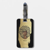 励ましの黒人女性、天然毛、金ゴールドブラック ラゲッジタグ (裏面縦)