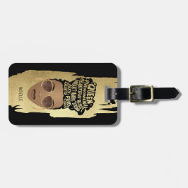 励ましの黒人女性、天然毛、金ゴールドブラック ラゲッジタグ