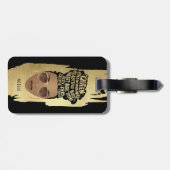励ましの黒人女性、天然毛、金ゴールドブラック ラゲッジタグ (裏面横)